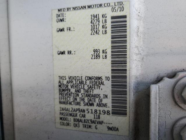 1N4AL2AP9AN518198 - 2010 NISSAN ALTIMA BASE თეთრი ფოტო 12