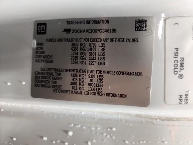 3GCNAAEK0PG346185 - 2023 CHEVROLET SILVERADO C1500 白色 照片 12