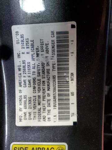 19UUA86539A022485 - 2009 ACURA TL CHARCOAL photo 14