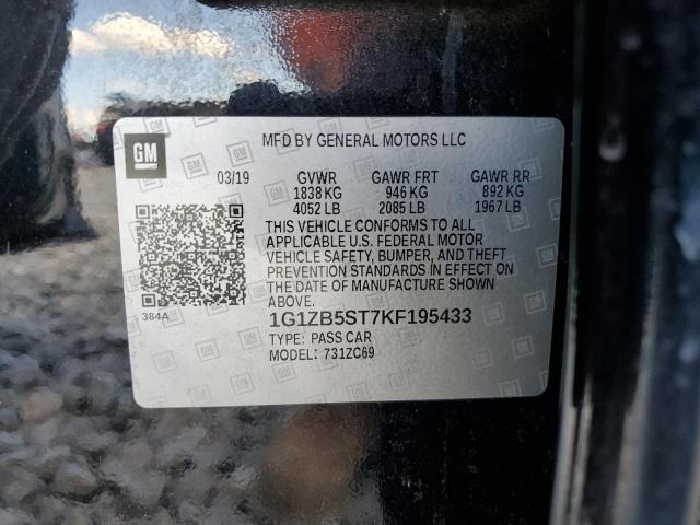 1G1ZB5ST7KF195433 - 2019 CHEVROLET MALIBU LS Schwarz Foto 12