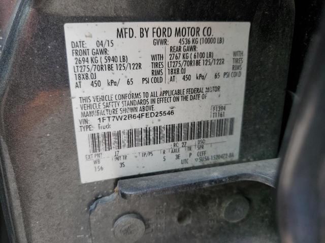 1FT7W2B64FED25546 - 2015 FORD F250 SUPER DUTY GRAY photo 12