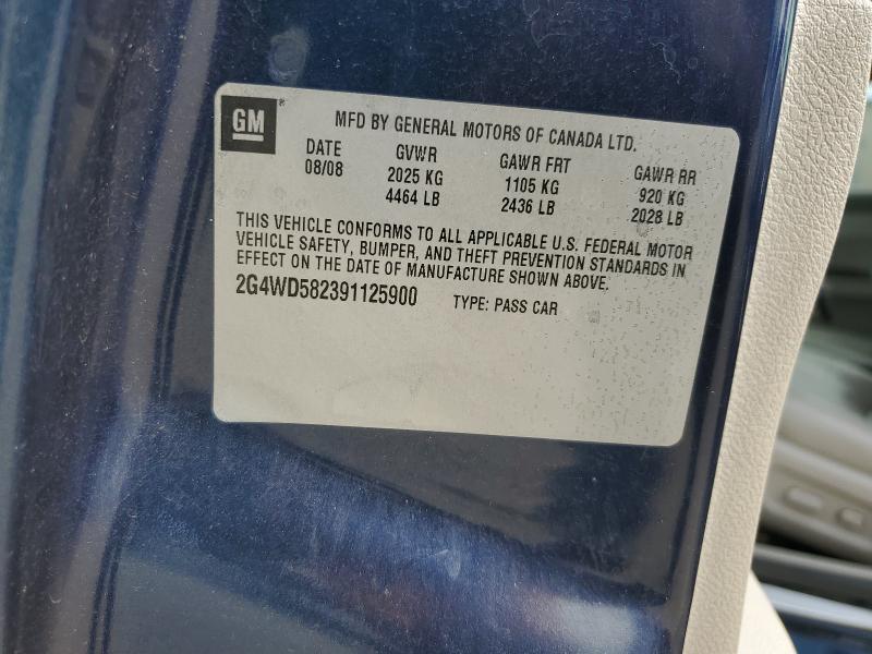 2G4WD582391125900 - 2009 BUICK LACROSSE CXL Mavi foto 12