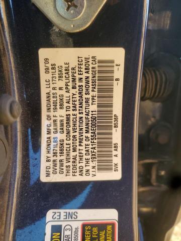 19XFA1F55AE005011 - 2010 HONDA CIVIC LX BLUE photo 12