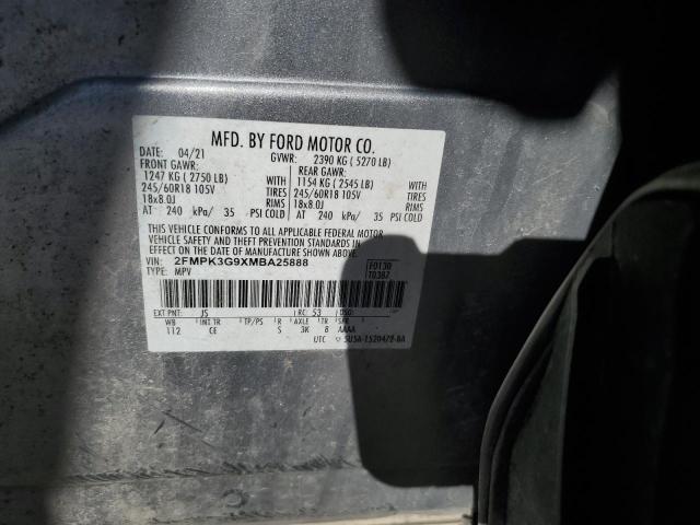 2FMPK3G9XMBA25888 - 2021 FORD EDGE SE Plata foto 13