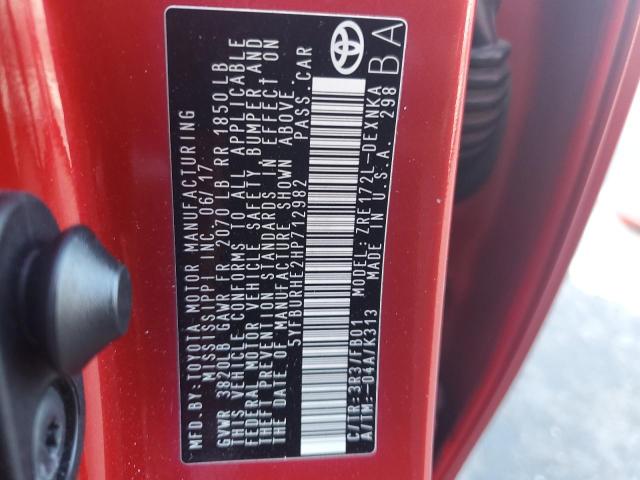 5YFBURHE2HP712982 - 2017 TOYOTA COROLLA L RED photo 12
