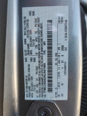 1FMCU9G62NUA61989 - 2022 FORD ESCAPE SE 灰色 照片 13