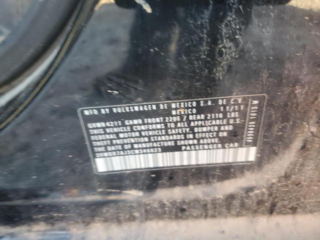 3VWDX7AJ3CM346023 - 2012 VOLKSWAGEN JETTA SE 黑色 照片 12