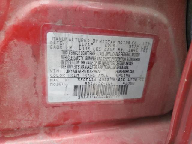 3N1AB7AP6DL627977 - 2013 NISSAN SENTRA S წითელი ფოტო 12