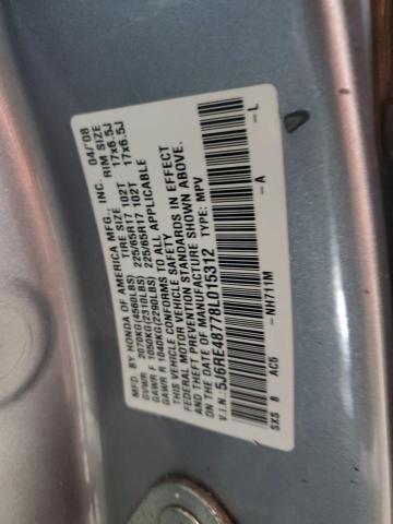 5J6RE48778L015312 - 2008 HONDA CR-V EXL ვერცხლისფერი ფოტო 13