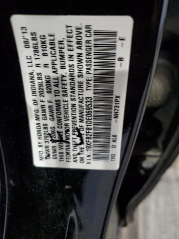 19XFB2F81DE069533 - 2013 HONDA CIVIC EX Noir photo 12