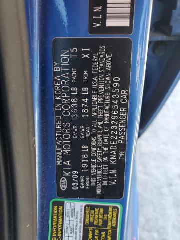 KNADE223296543590 - 2009 KIA RIO BASE 蓝色 照片 12