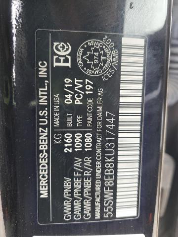 55SWF8EB8KU317447 - 2019 MERCEDES-BENZ C 300 4MATIC BLACK photo 12