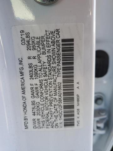 1HGCV2F58KA015602 - 2019 HONDA ACCORD EXL თეთრი ფოტო 13