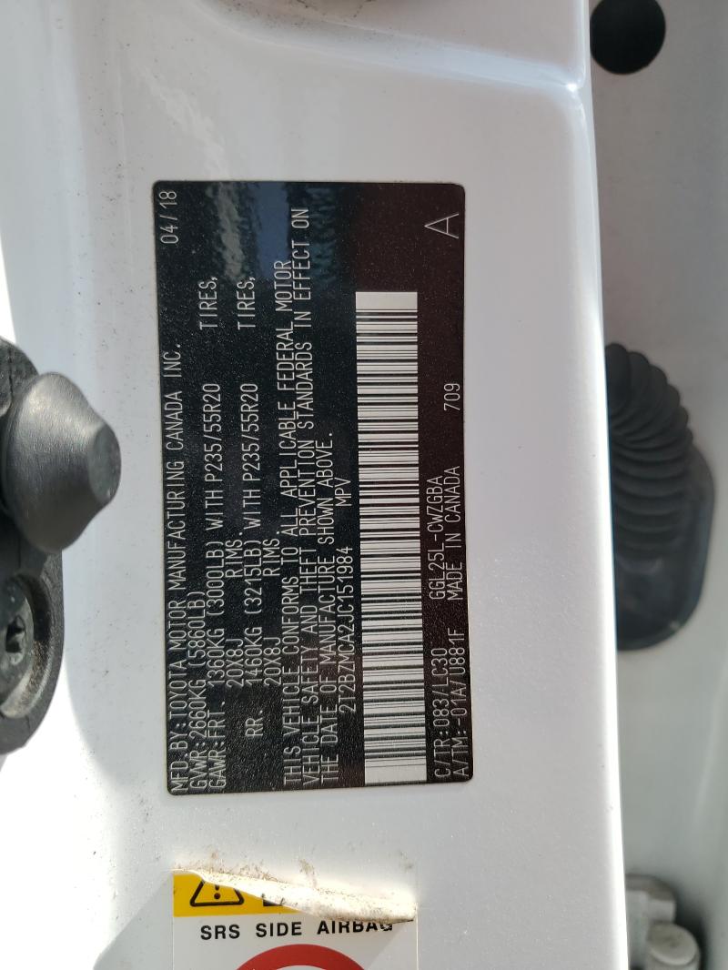 2T2BZMCA2JC151984 - 2018 LEXUS RX 350 BASE Beyaz fotoğraf 13