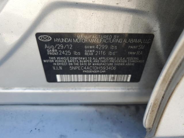 5NPEC4AC1DH593406 - 2013 HYUNDAI SONATA SE 银色 照片 12