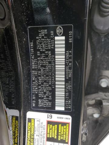 4T1DAACK2SU587570 - 2025 TOYOTA CAMRY XSE 黑色 照片 12