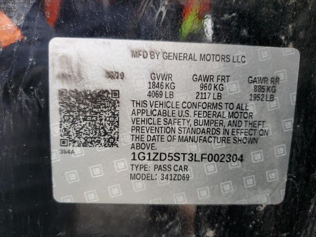 1G1ZD5ST3LF002304 - 2020 CHEVROLET MALIBU LT BLACK photo 13