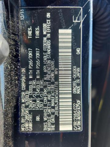 JTEBU5JR6K5661718 - 2019 TOYOTA 4RUNNER SR5/SR5 PREMIUM Սև լուսանկար 13