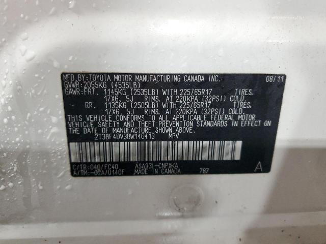 2T3BF4DV3BW146413 - 2011 TOYOTA RAV4 Белый фото 13