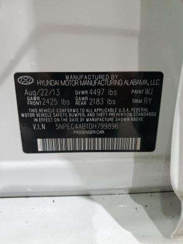 5NPEC4AB1DH799896 - 2013 HYUNDAI SONATA SE 白色 照片 12