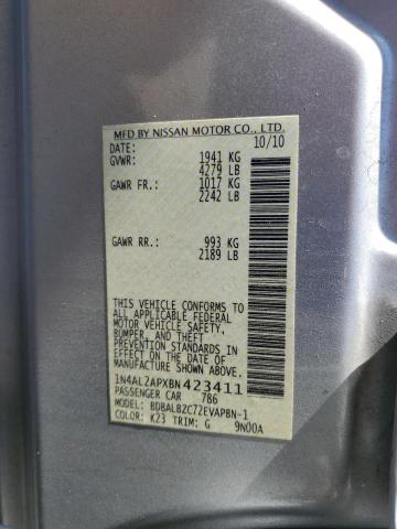 1N4AL2APXBN423411 - 2011 NISSAN ALTIMA BASE ვერცხლისფერი ფოტო 12