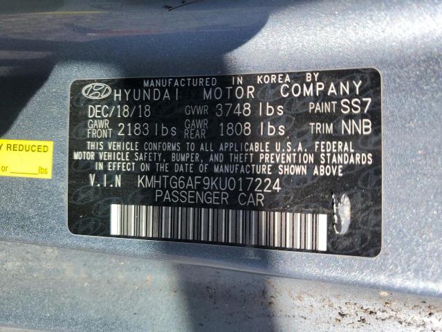 KMHTG6AF9KU017224 - 2019 HYUNDAI VELOSTER BASE ლურჯი ფოტო 13