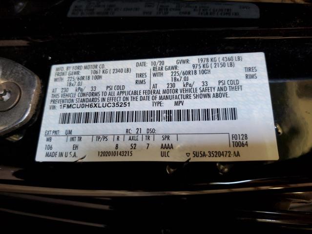 1FMCU0H6XLUC35251 - 2020 FORD ESCAPE SEL BLACK photo 14