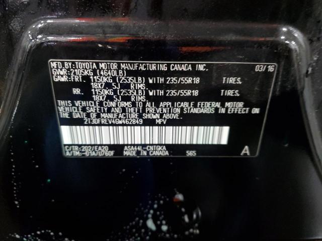 2T3DFREV4GW462849 - 2016 TOYOTA RAV4 LIMITED BLACK photo 14