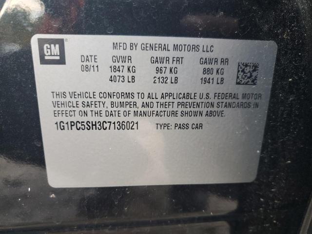 1G1PC5SH3C7136021 - 2012 CHEVROLET CRUZE LS 黑色 照片 12