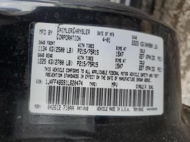 1J4FF48S91L620474 - 2001 JEEP CHEROKEE SPORT 黑色 照片 13