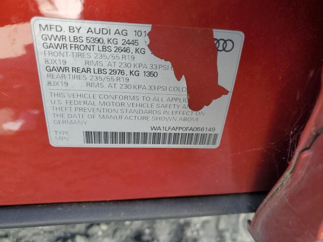 WA1LFAFP0FA056149 - 2015 AUDI Q5 PREMIUM PLUS წითელი ფოტო 12