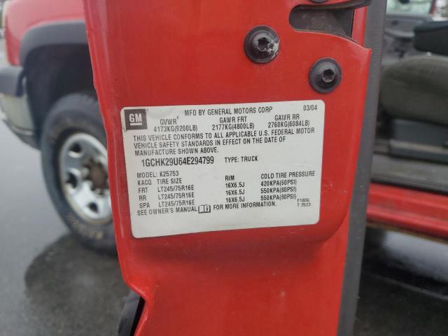 1GCHK29U64E294799 - 2004 CHEVROLET SILVERADO K2500 HEAVY DUTY RED photo 13