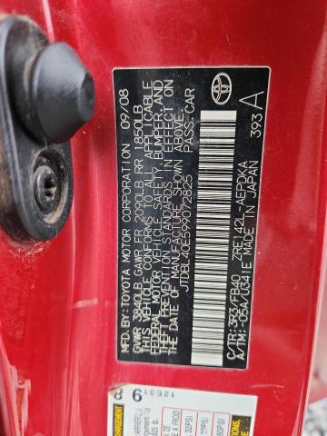 JTDBL40E599072825 - 2009 TOYOTA COROLLA BASE Қызыл фото 13