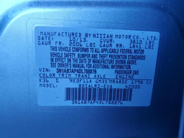 3N1AB7AP4DL788876 - 2013 NISSAN SENTRA S 灰色 照片 12