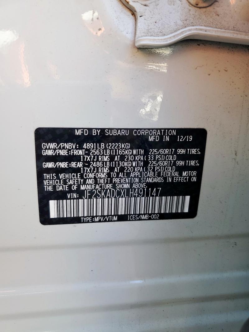 JF2SKADCXLH491147 - 2020 SUBARU FORESTER Ağ foto 13