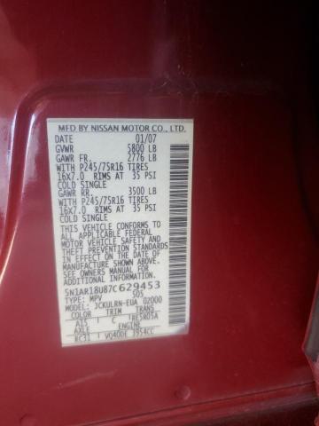 5N1AR18U87C629453 - 2007 NISSAN PATHFINDER LE Կարմիր լուսանկար 14