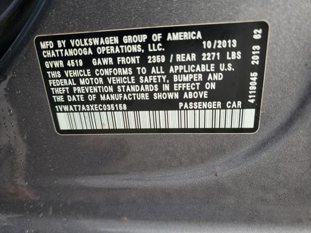 1VWAT7A3XEC035158 - 2014 VOLKSWAGEN PASSAT S GRAY photo 12