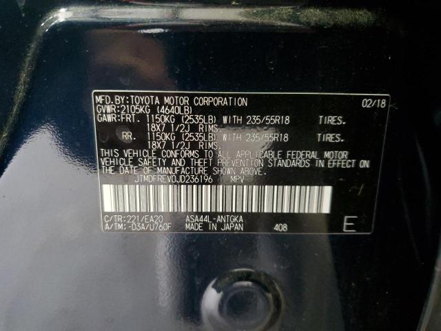 JTMDFREV0JD236196 - 2018 TOYOTA RAV4 LIMITED Mavi foto 13