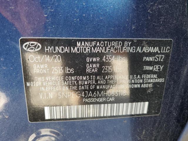 5NPEG4JA6MH083118 - 2021 HYUNDAI SONATA SE Blau Foto 12