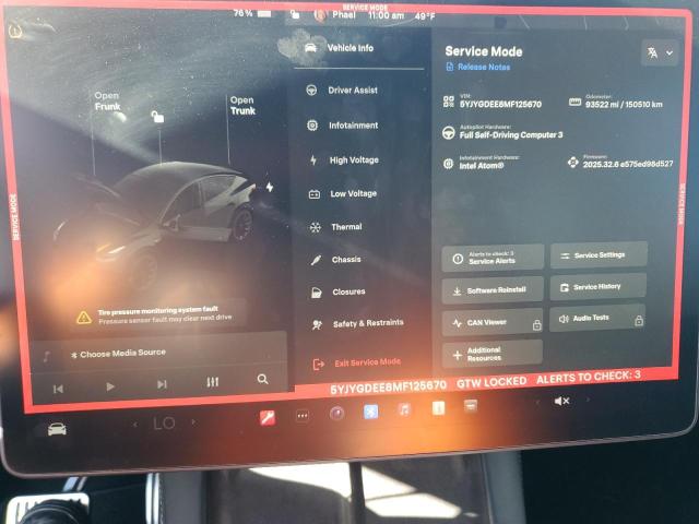 5YJYGDEE8MF125670 - 2021 TESLA MODEL Y Czarny zdjęcie 9