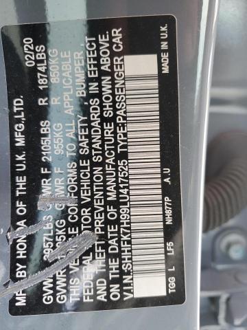 SHHFK7H99LU417525 - 2020 HONDA CIVIC SPORT TOURING GRAY photo 13