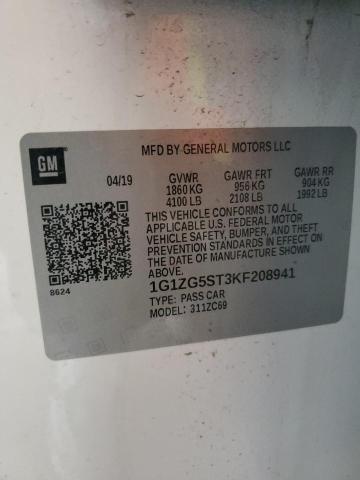 1G1ZG5ST3KF208941 - 2019 CHEVROLET MALIBU RS Weiß Foto 12