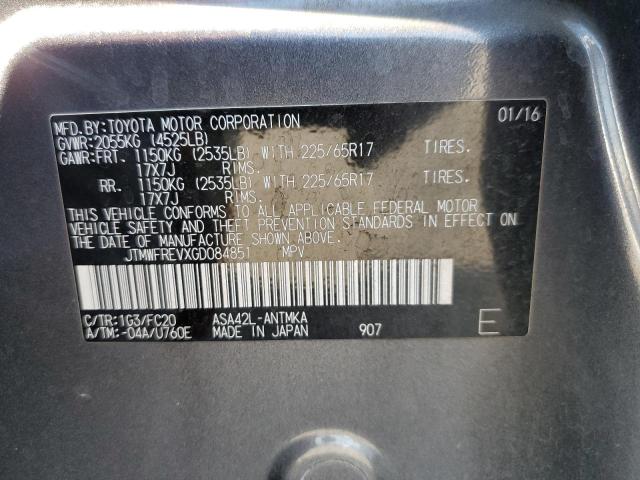 JTMWFREVXGD084851 - 2016 TOYOTA RAV4 XLE GRAY photo 13