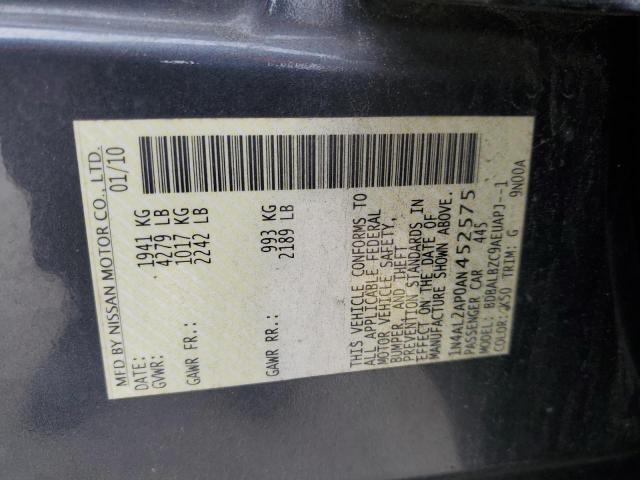 1N4AL2AP0AN452575 - 2010 NISSAN ALTIMA BASE Grafito foto 12
