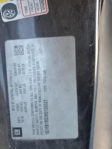 1G1FB1RS3H0158321 - 2017 CHEVROLET CAMARO LT BLACK photo 12