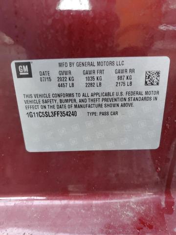 1G11C5SL3FF354240 - 2015 CHEVROLET MALIBU 1LT BURGUNDY photo 12