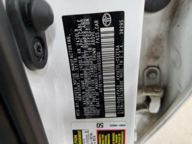 4T1B11HK1JU065060 - 2018 TOYOTA CAMRY L 白色 照片 12