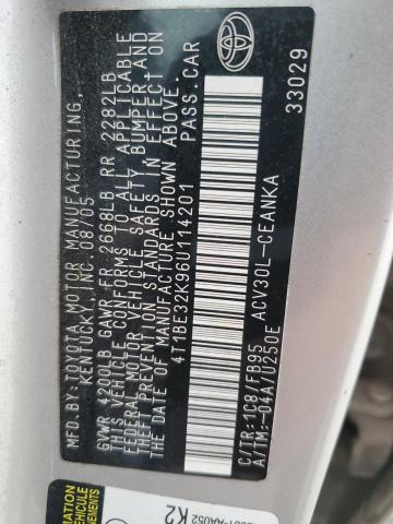 4T1BE32K96U114201 - 2006 TOYOTA CAMRY LE SILVER photo 12