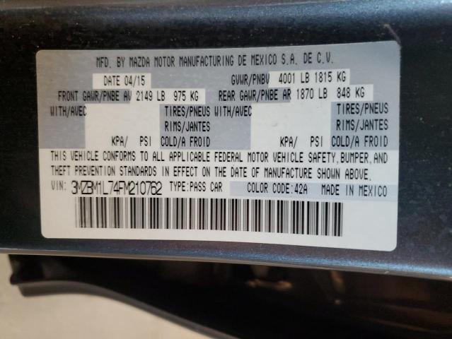 3MZBM1L74FM210762 - 2015 MAZDA 3 TOURING GRAY photo 14