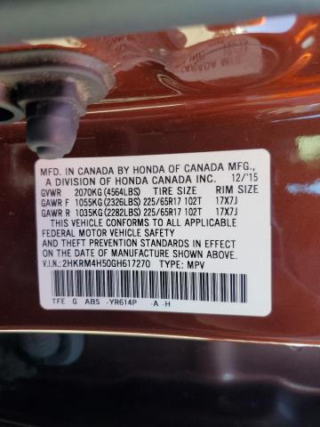 2HKRM4H50GH617270 - 2016 HONDA CR-V EX MAROON photo 13